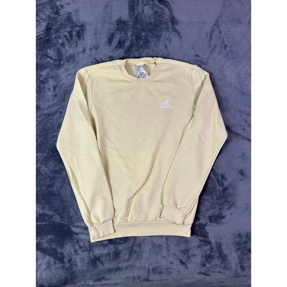 Adidas Mens Crewneck Sweatshirt Athletic Pullover Top Yellow Size Small - Picture 1 of 7